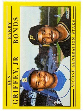 KEN GRIFFEY JR AND BARRY BONDS "SECOND GENERATION STARS" 1991 FLEER #710!